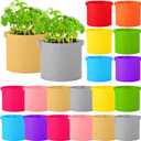 Ziliny Colored Fabric Grow Bags Bulk Colorful Plant Grow Bags Nonwoven Fabric Pots with Handles Seeds Vegetables Tomato Planter Grow Buckets for Outdoor Garden Fruits Flower, 10 Colors(20 Pack, 5 Gal)