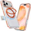 TORRAS 360 Magnetic Stand for iPhone 17 Pro Max Case, [Fit for MagSafe] [4X Military-Grade Protection] Slim Case for iPhone 17 Pro Max 6.9" 2025, Clear-Orange, Ostand O3 Fitness Series