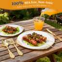 AIRE 175PCS Gold Plastic Plates for Party Supplies Dinnerware Sets for 25 Guests, Vintage Disposable Plastic Party Plates Cups Spoons Forks Knives Napkins for Wedding Birthday Christmas BBQ Parties