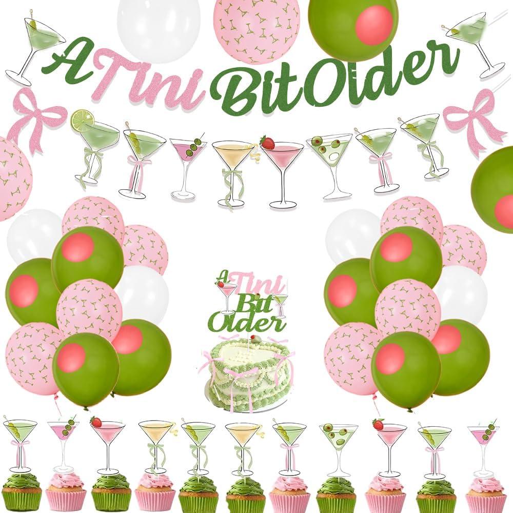 Martini Birthday Party Decorations, A Tini Bit Older Garland Banner Cake Topper Balloons for Girls Women Trendy for Martini Birthday Party, Bridal Shower,Martini Bar Bachelorette Party Decorations