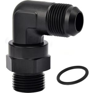 EVIL ENERGY 8AN Flare to 8AN ORB Male Swivel Adapter Fitting 90 Degree Black