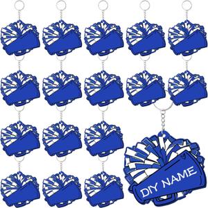 Tondiamo 20 Pcs Megaphone Cheer Keychain Bulk Cheer Gifts Cheerleader Pom Pom Bag Tag Cheerleader Acrylic Luggage Keychain Valentines Gift (Blue)