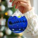 Starry Night Christmas Ornaments  Christmas Decoration, Holiday Decor, Xmas Stocking Stuffers, Gift Idea, Gifts for Art Lover, Coworker, Friend, and Family - Santa's Sleigh (Reindeer)