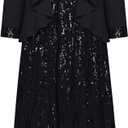 GRACE KARIN 2024 Women's Two Piece Sequin Dress with Jacket Mother of The Bride Dresses Homecoming Wedding Guest Dresses (16, Black)