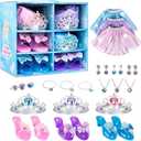 Toyvelt Toddler Girl Toys - Princess Dress Up Shoes and Jewelry Boutique - Pretend Play for Little Girls Set Incl Color Skirts, Shoes, Crowns, Accessories, Size for 3 years old