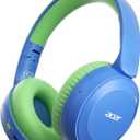 acer Kids Bluetooth Headphones, 85/94dB Volume Limiter, Foldable Wireless Over-Ear Headphones for iPad, Travel, 60H Playtime, Bluetooth 6.0, Built-in Mic, Blue Green, OHR668