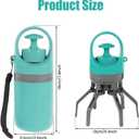 Dog Pooper Scooper, Portable No-Touch Waste Picker with Built-in Bag Dispenser (1 Roll 15 Count), One-Handed Claw Grabber with Wrist Lanyard, Leak-Proof Odor-Control Storage, for Small & Medium Dogs