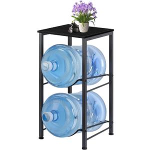 MOOACE 5 Gallon Water Jug Rack, 2 Tier Water Bottle Holder Organizer with Storage Shelves, Water Dispenser Stand Shelf for Office Kitchen Living Room