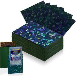 100 Count Green Card Sleeves for Trading Cards, Perfect Fit Shiny MTG Card Sleeves, Holographic Card Sleeve Fit for Magic, Photocard, TCG, Baseball/Sports Cards, Yugioh Card, Game Card 66 * 91 mm