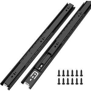 LONTAN 18 Inch Full Extension Ball Bearing Drawer Slides 1 Pair Side Mount Cabinet Rails Tool Box Trash Can Glides Black Heavy Duty Kitchen Drawer Runners 100LB Capacity