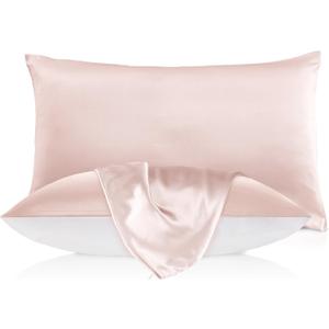 LILYSILK 19mm Silk Pillowcase for Hair and Skin with Cotton Underside 1pc Queen 20x30 Inch Pale Pink