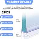 Lineshading 2 Pcs Glass Shower Door Seal Strip with Drip Rail for 1/4"(6mm) Glass, Length 27.5"/0.7m, Frameless Glassdoor Sweep Stop Shower Leaking