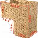 Woven Stair Baskets with Cut Out Handles - Natural Water Hyacinth Storage Organizer Bin for Wooden & Carpeted Stairs, Home Clutter Reducing Shelf Decor (Natural color)