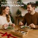 Round Woven Placemats Plate Chargers Set of 6, 13 inch Rattan Chargers for Christmas Dining Table Decor,Rattan Charger Plates Easy to Clean, Non-Slip, Stylish Table Mats for Indoor & Outdoor Use