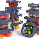 12-Pack Glass Containers with Tempered Lids – Borosilicate, Oven-Safe(-4°F~950°F), Airtight, BPA-Free, Multi-Size for Meal Prep, Dishwasher Safe, 1.6 cups to 6.4 cups (Blue)