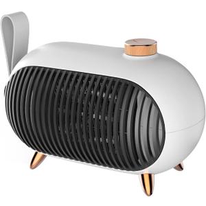 Space Heater  Portable Mini Heater for Home and Office  Energy-Efficient Small Space Heater with Overheating Protection  Retro Heater for Bedroom, Camping Tent, RV Trailer (White) (5 Inches High)