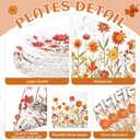 452 Pcs Party Supplies Serve 50 Guests, Paper Plates Napkins Cups Cutlery Plastic Tablecloth Dinnerware for Birthday Wedding Party Decoration(Orange Floral,Fall Floral)