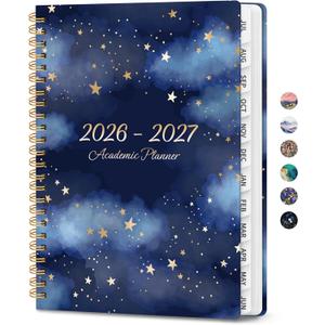 4 x Planner 2026-2027, Monthly and Weekly Academic Planner July 2026 - June 2027, Hardcover Student Teacher Planning Agenda Calendar Book with Tabs, Perfect for Office School Supplies, A5 (6.3" x 8.5") - Starry Night