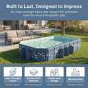 Foldable Pool Non-Inflatable, Large Collapsible Swimming Pool for Kids Adults, Hard PVC Board, 10 Triangle Supports, Family Backyard Outdoor Pool, Blue86.6" 53.1" 19.7"