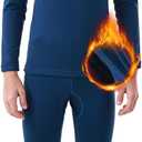 PISIQI Thermal Underwear Set for Boys Long Johns Fleece Lined Set Kids Ultra Soft Base Layer Top Bottom Warm Set for Skiing