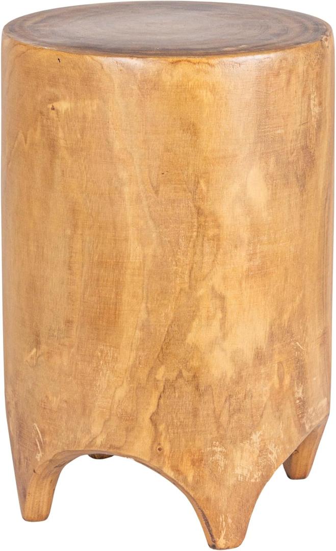 Creative Co-Op Hand-Carved Wood Side Table, Walnut Finish, 11.75" L x 11.75" W x 17.75" H
