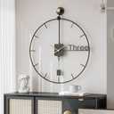Cuspin 24 inch Large Wall Clock with Pendulum, Modern Metal Wall Clock Battery Operated Silent Non-Ticking, Black Pendulum Decorative Clocks for Living Room, Bedroom, Office, Kitchen, Home