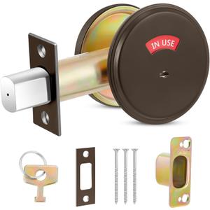 Tandefio 1 Pcs Vacant Occupied Bathroom Lock, in Use Deadbolt with Occupancy Indicator, 304 Stainless Steel, Fit Door Thickness 1 3/8" to 2", Not Adjustable, for Restaurants, Hotels, Offices (Bronze)