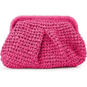 Emprier Straw Clutch Purse for Women Cloud Dumpling Pouch Straw Crossbody Shoulder Handbag Summer Beach Woven Bag (Rose Red)