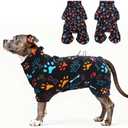 SCENEREAL Fleece Dog Coat Jacket for  Dogs, Soft Pullover Pajamas, Dog Sweater with Harness Built in, Cold Weather Pet Snowsuits Outfits Clothes for Puppis Boys Girls, Black Large