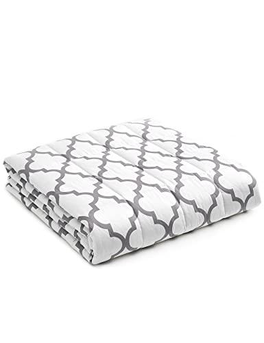 YnM Weighted Blanket,Heavy 100 Percent Oeko-Tex Certified Cotton Material, Bed Blanket for One Person of 160lbs, Ideal for Queen/King Bed (60x80 Inches, 17 Pounds, Lattice Scroll)
