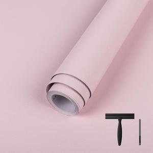 2 x Abyssaly Pink Wallpaper Peel and Stick Contact Paper for Cabinets and Drawers Removable Self Adhesive Thicken Pink Wall Covering for Bedroom with Scraper, Paper Cutter 17.7" X 393.7"