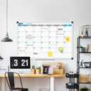 XBoard Magnetic Calendar Whiteboard 36" x 24" - Monthly Calendar Dry Erase Board, Reusable Colorful Calendar Board, Silver Aluminium Framed Monthly Planning Board