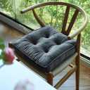 vctops Soft Velvet Chair Pads with Ties Comfy Solid Seat Cushion for Dining Chairs, Office Chairs, Hardwood Floors (Silver Grey, 16"x16")