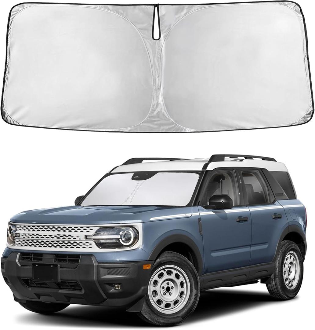 EcoNour Windshield Sunshade Compatible for Ford Bronco Sport 2021-2024 2025 2026, Sun Visor for Front Windshield & Window Sun Shade Cover, UV Heat Blocker & Protector, Car Accessories
