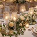 Remerry 6 Pcs Crystal Candle Holders Lamp Shaped Crystal Tealight Candle Holders Table Centerpiece for Home Wedding Engagement Birthday Party Events Dining Table Decoration (Clear)