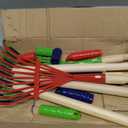 3PCS Kids Rakes for Leaves, 28" Child Size Garden Rake Childrens Yard Lawn Rakes Toddler Leaf Rake with Detachable Hardwood Handle Metal Head Great Garden Tools for Boy Girl, Blue Red Green