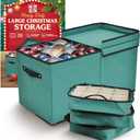 Holiday Cheer Premium Christmas Ornament Storage with 8 Tray  Christmas Storage Container with Dividers Perfect for Holiday Decorations Fits 128 Holiday Ornaments  Tear-Proof Fabric (Large, Green)