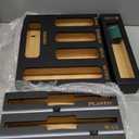 Calmbee 9-in-1 Bamboo Kitchen Organizer - Black & Multicolor Modern Minimalist Caddy with 3-in-1 Wrap Dispenser, Cutter & Bag Organizer