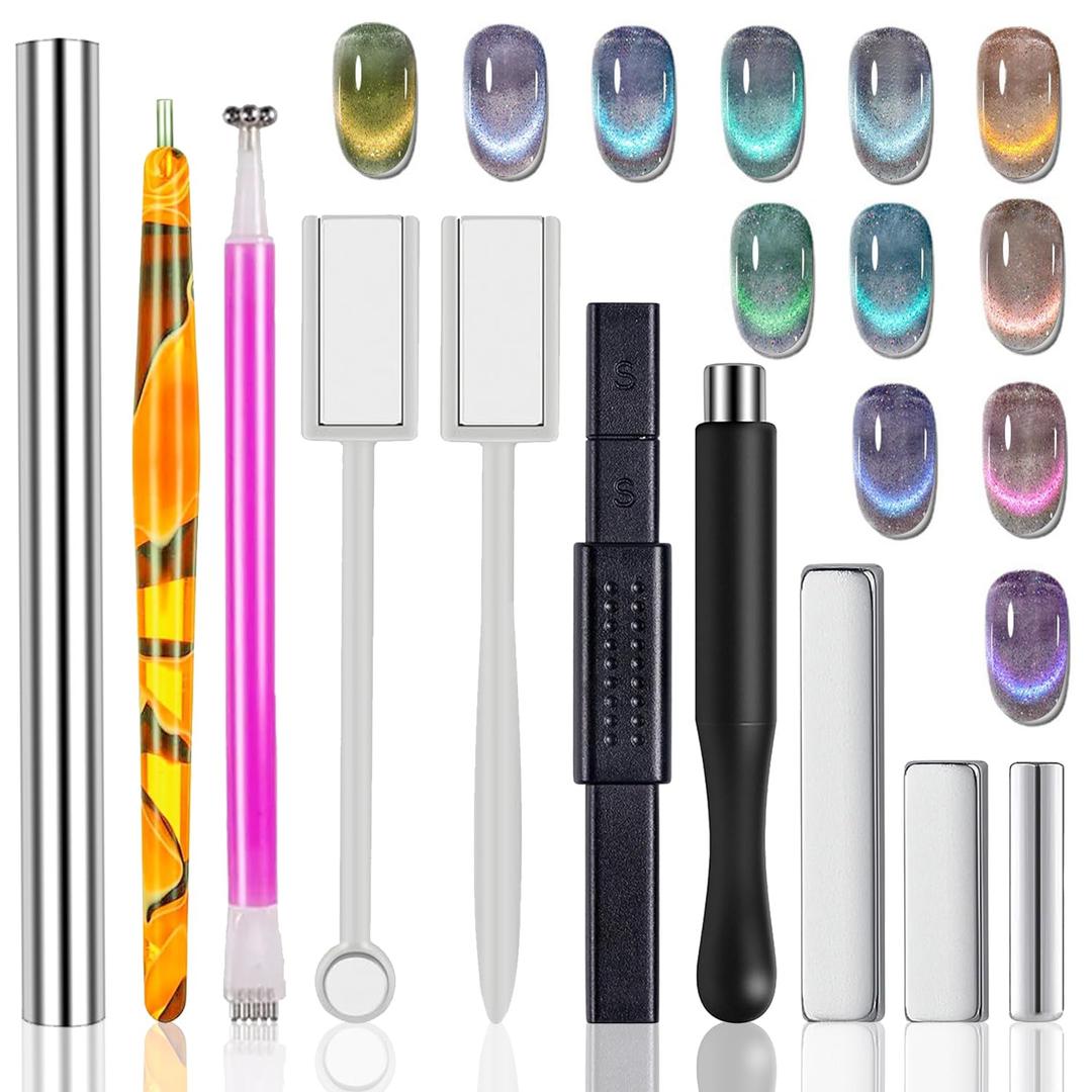 WOKOTO 10Pcs Nail Art Cat Eye Magnet For Nails Gel Polish Magnets Pens Cat Eye Nail Art Tools Gradient Ombre Design Magnetic Sticks For Women Nails Magnets For Magnetic Nail Polish Magnet