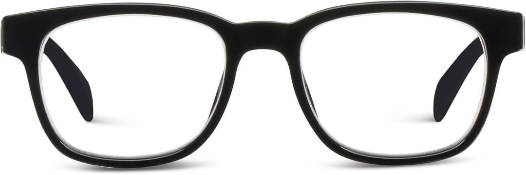 Peepers by PeeperSpecs Kent Square Blue Light Blocking Reading Glasses (Black) 1.25