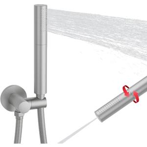 KATAIS Brushed Nickel Dual Modes Brass Shower Wand High Pressure 7 Inch Brushed Finish Shower Head Sprayer Hand 2 In 1 Function Handheld Shower Head Set with 59 Inch Hose, Bracket