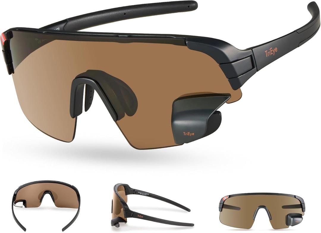 Cycling Glasses with Rear-view Mirror - Sports Sunglasses for Men & Women - UV-400 Protection (High Definition Smoke)