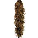 Yoanshop 24 Inch Long Messy Wavy Claw Clip Ponytail Extensions Synthetic Clip in Drawstring Curly Pony Tail Hair Extension Wig Hairpiece for Women (12# Light Brown)