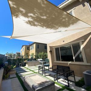 SUNLAX Sun Shade Sail 10' x 10' x 10' Cream Triangle Canopy Sail Shade Cover UV Block Permeable Sunshade Outdoor for Patio Backyard