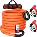 NTR 1-1/8" x 20' Kinetic Recovery Tow Rope (37,480lbs), with 2 UHMWPE Soft Shackles (40,980lbs), Heavy-Duty Offroad Snatch Strap, Vehicle Recovery kit for Jeep car Truck ATV UTV SUV, Orange