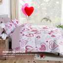 Valentine's Day Red Duvet Cover Set Queen Size,3 Piece Microfiber Reversible Bedding Set,Includes 1 Duvet Cover 90"x90" with Zipper Closure & 2 Pillow Shams,Comforter Not Included (Pink Heart 1)