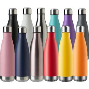 17oz Sport Water Bottle Vacuum Insulated Stainless Steel Sport Water Bottle Leak-Proof Double Wall Cola Shape Water Bottle,Keep Drinks Hot & Cold (Colorful，12 Pack)