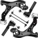 6PCS Front Lower Control Arm for Chevy Equinox 2005-2009 (08-09 3.4 V6), Pontiac Torrent 2006-2009 (08-09 3.4 V6), Saturn Vue 2002-2007 w/Ball Joint + Outer Tie Rods Suspension Kit K621129 K621136
