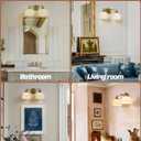 2-Lights Milk White Glass Wall Sconce Lighting Brass Finished, Double Arm Bathroom Vanity Light Fixture for Bedroom Living Room Dining Room Hallway
