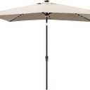 C-Hopetree Rectangular Outdoor Patio Market Umbrella with Solar LED Lights 6.5 x 10 ft